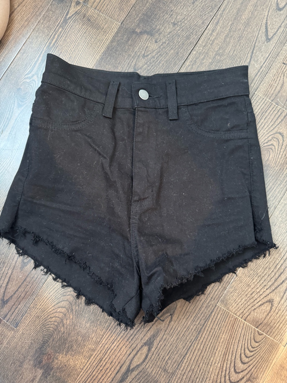 High-Waist Black Frayed Hem Women’s Shorts Windsor Size Small